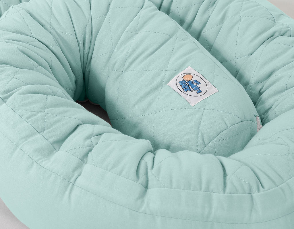 2-in-1 - Baby nest quilted - snake pillow bumper - mint