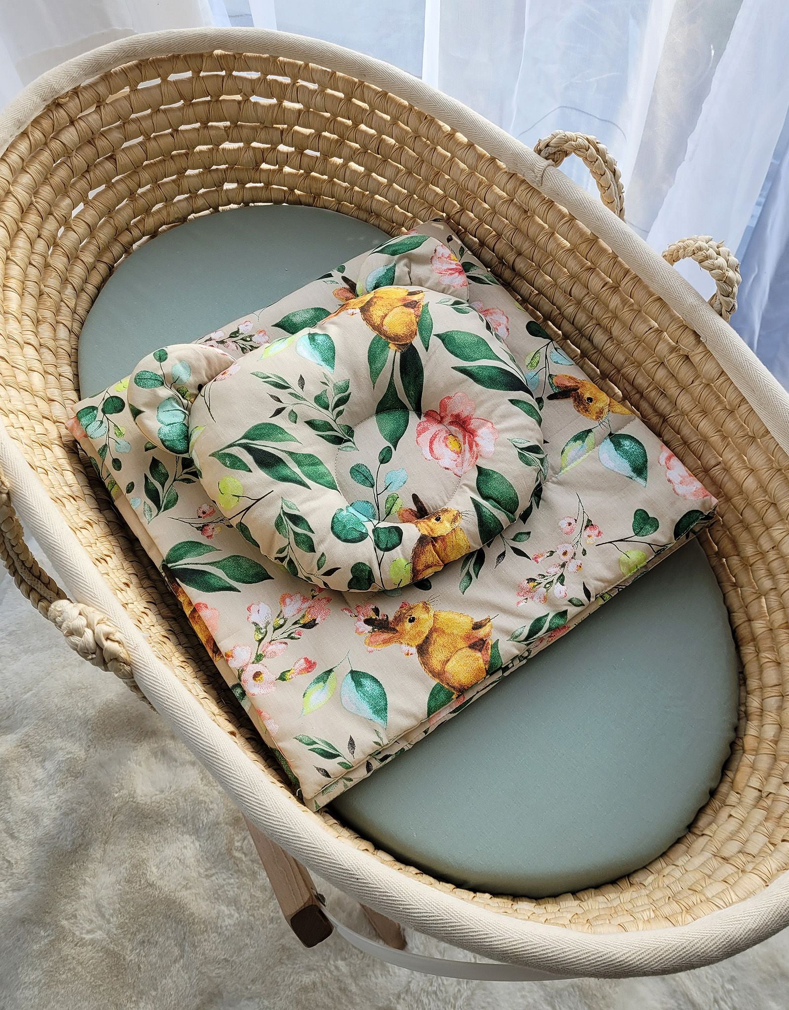 Duvet with pillow Teddy - 2pcs set - Rabbit with flowers
