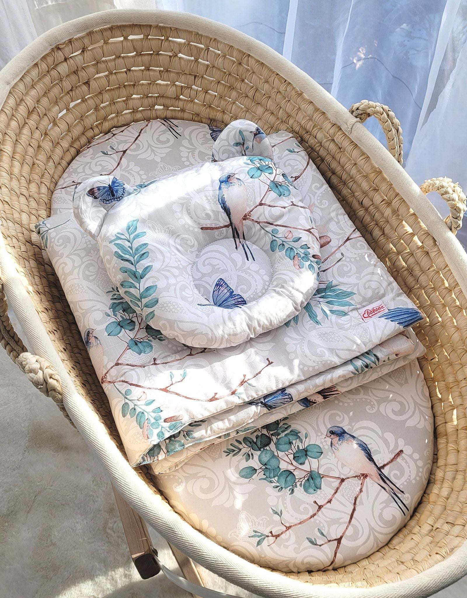 Duvet with pillow Teddy - 2pcs set - Blue birds