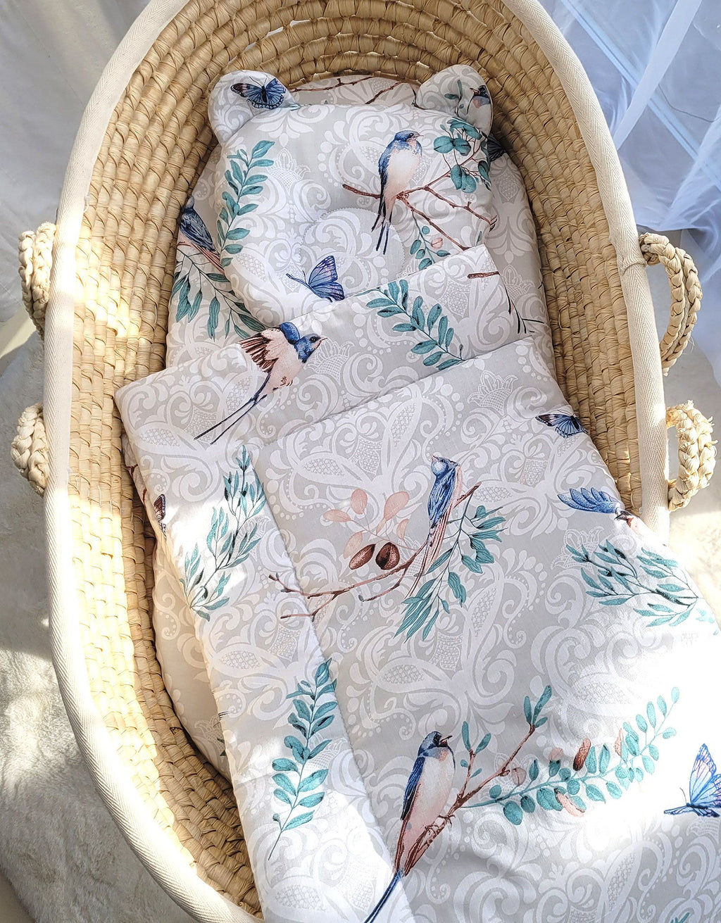 Duvet with pillow Teddy - 2pcs set - Blue birds