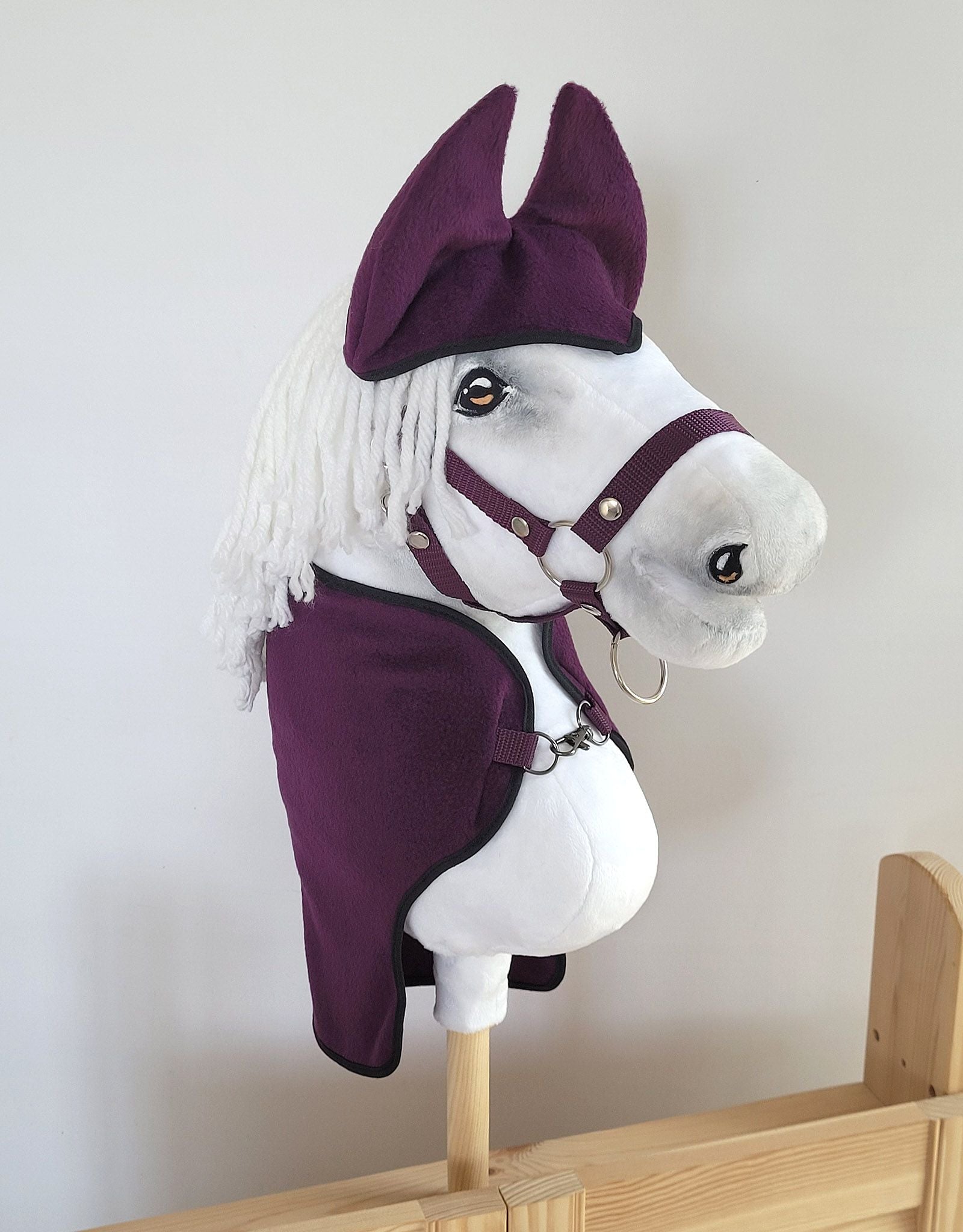 Set for Hobby Horse A3: Fleece blanket + earmuffs - plum