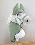 Set for Hobby Horse A4 and A5: Fleece blanket + earmuffs - sage