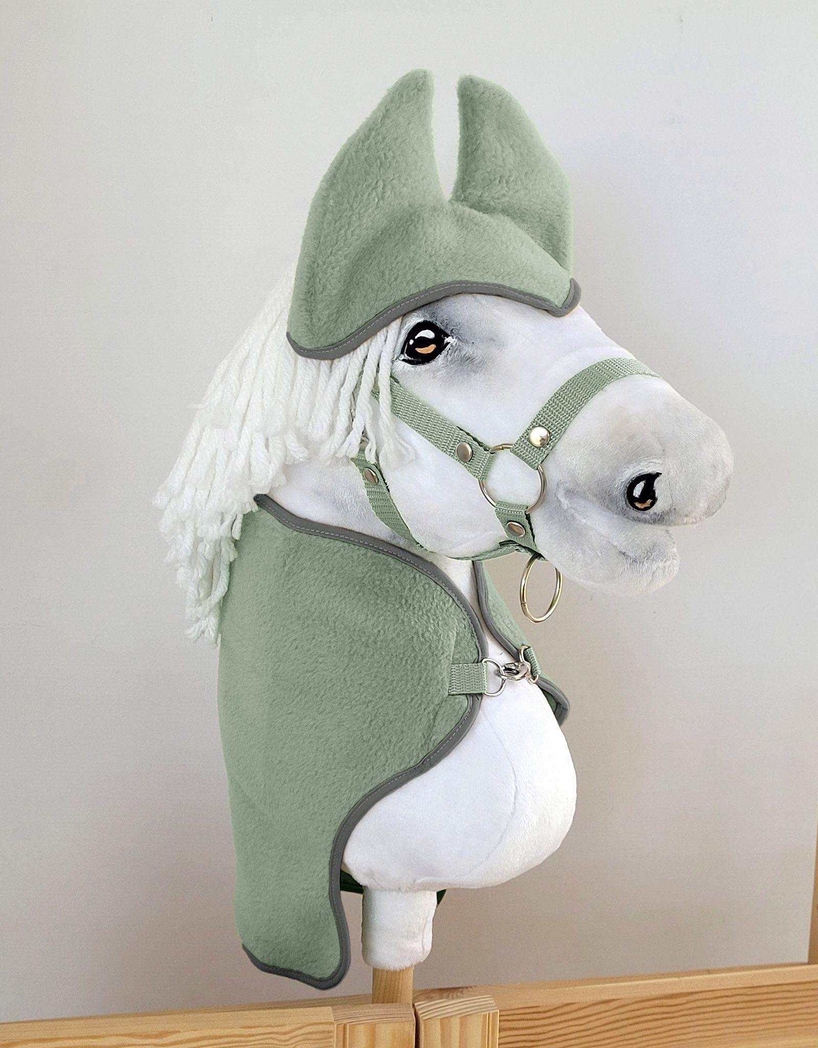 Set for Hobby Horse A4 and A5: Fleece blanket + earmuffs - sage