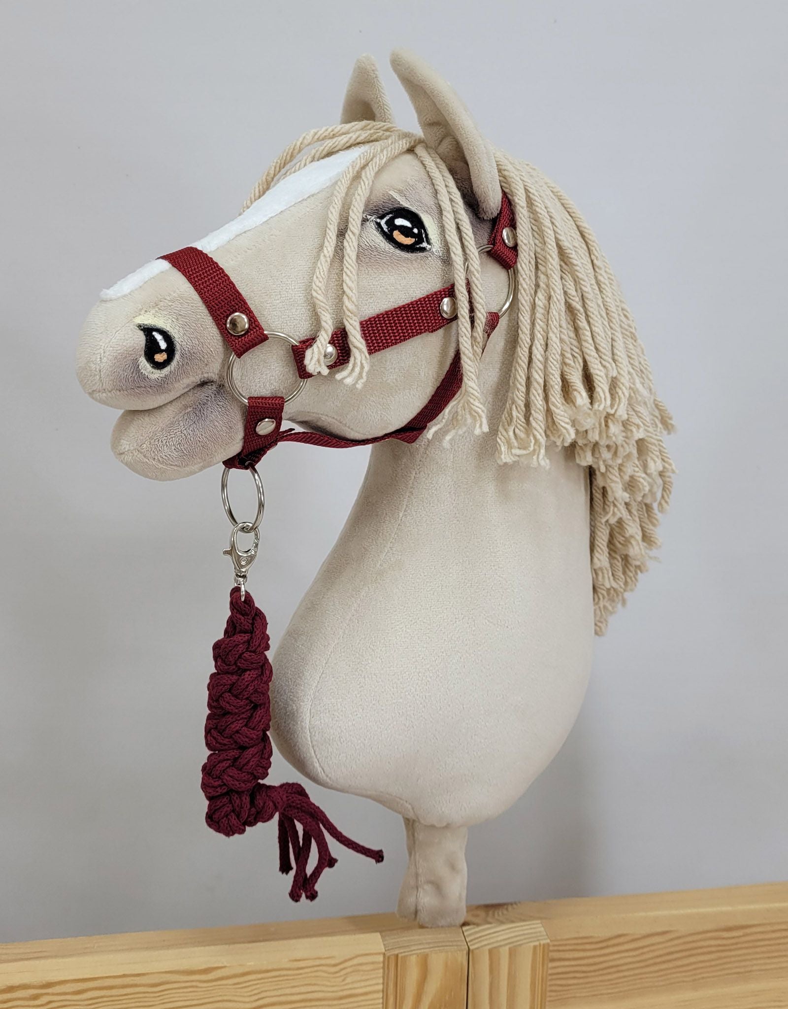 Tether for Hobby Horse made of double-twine cord - burgundy