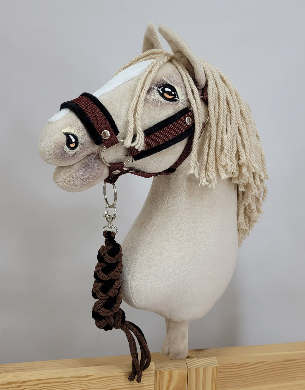 Tether for Hobby Horse made of double-twine cord - black- brown