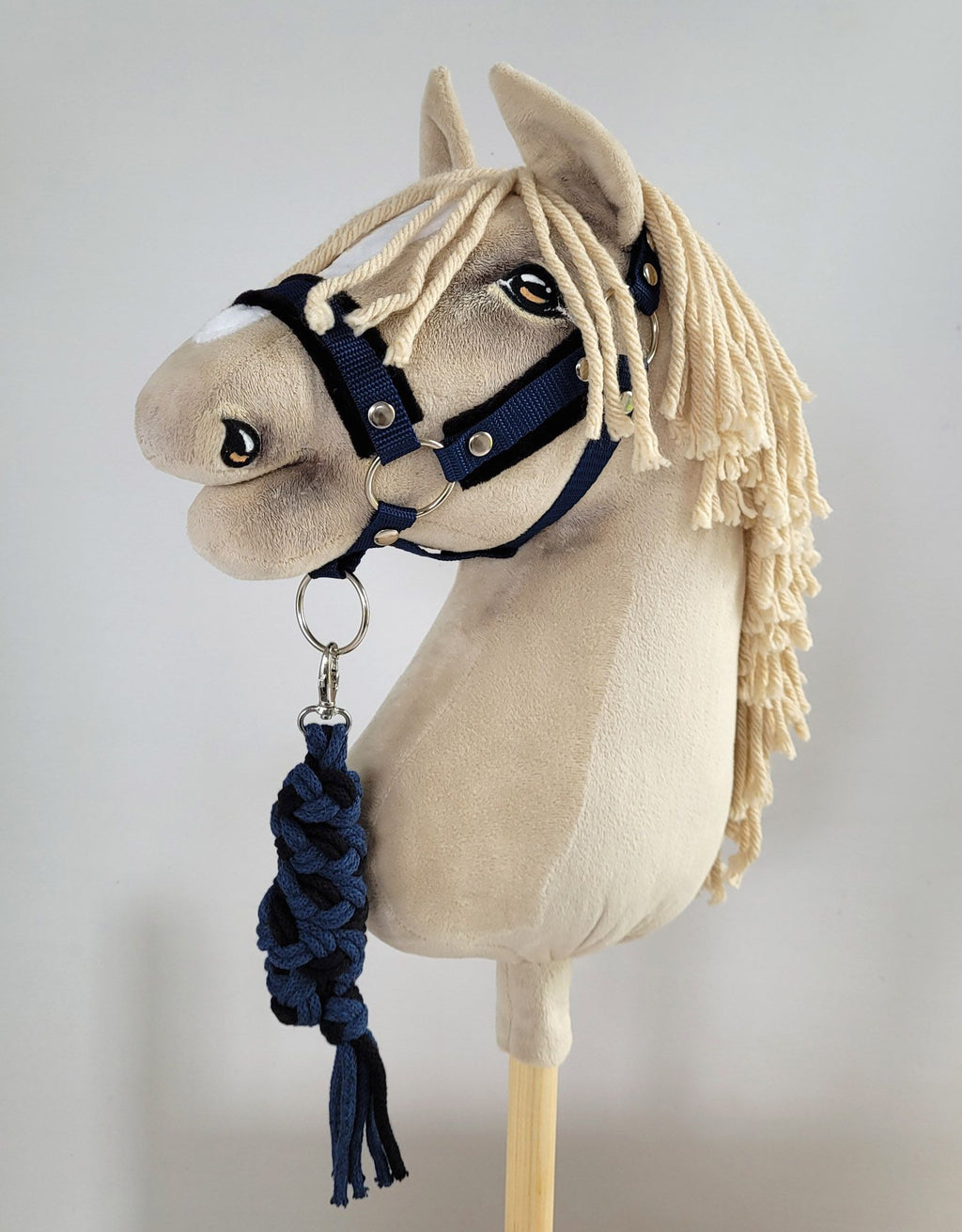 Tether for Hobby Horse made of double-twine cord - black- navy blue