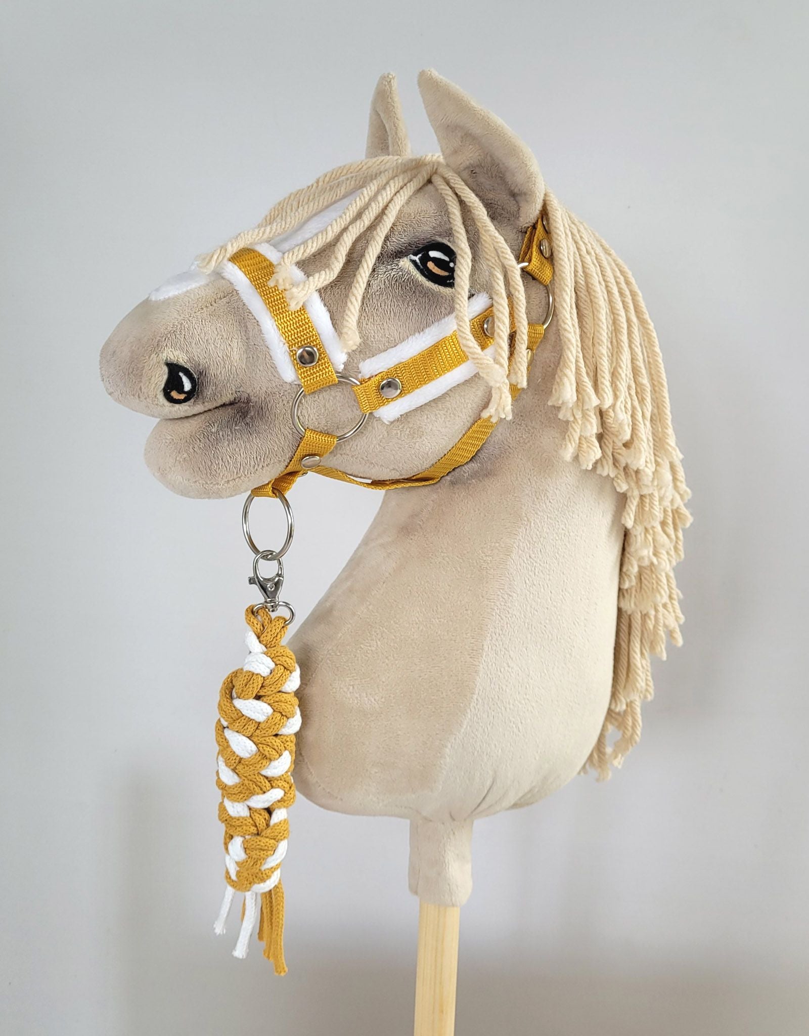 Tether for Hobby Horse made of double-twine cord - white-honey yellow