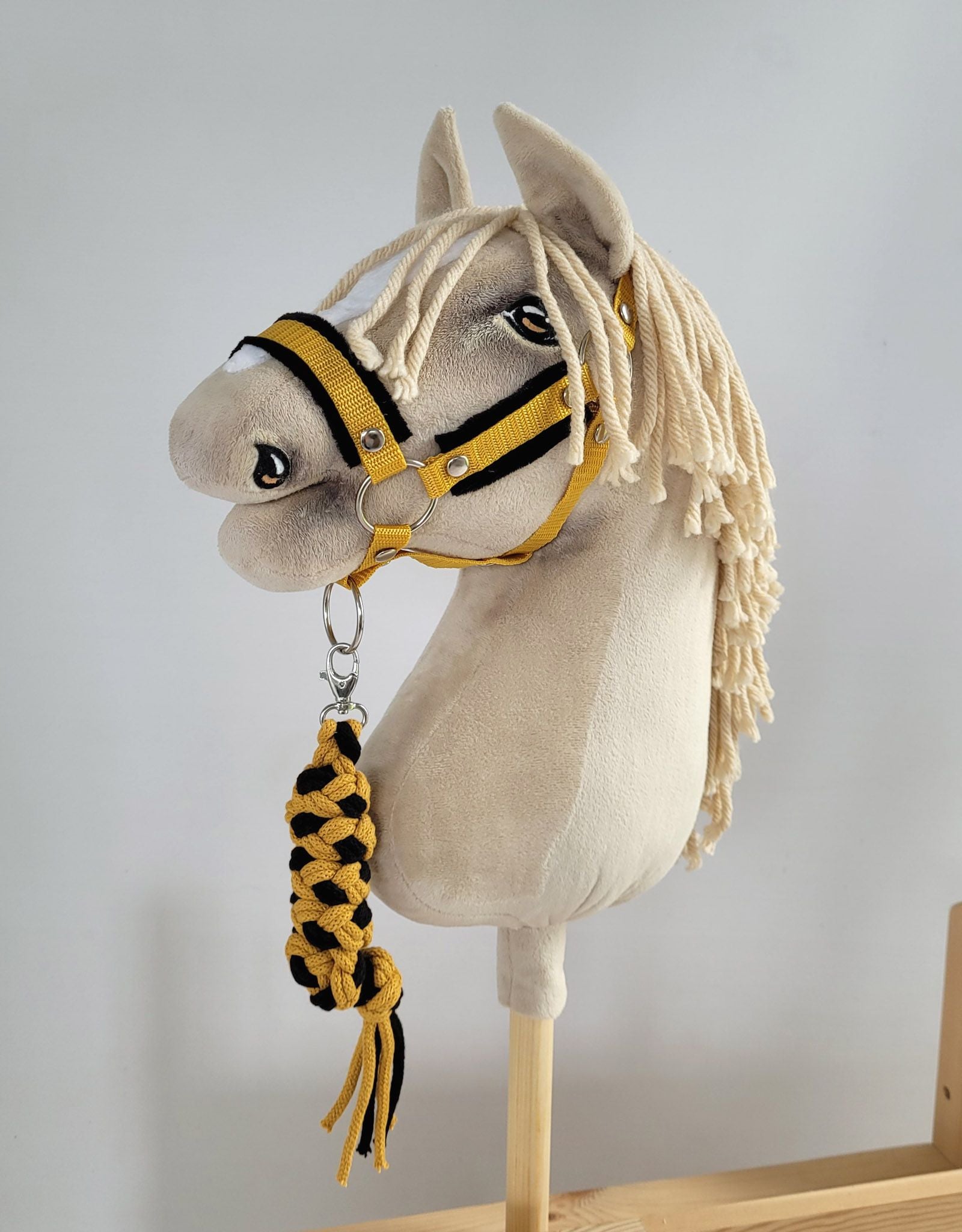 Tether for Hobby Horse made of double-twine cord - black- honey yellow