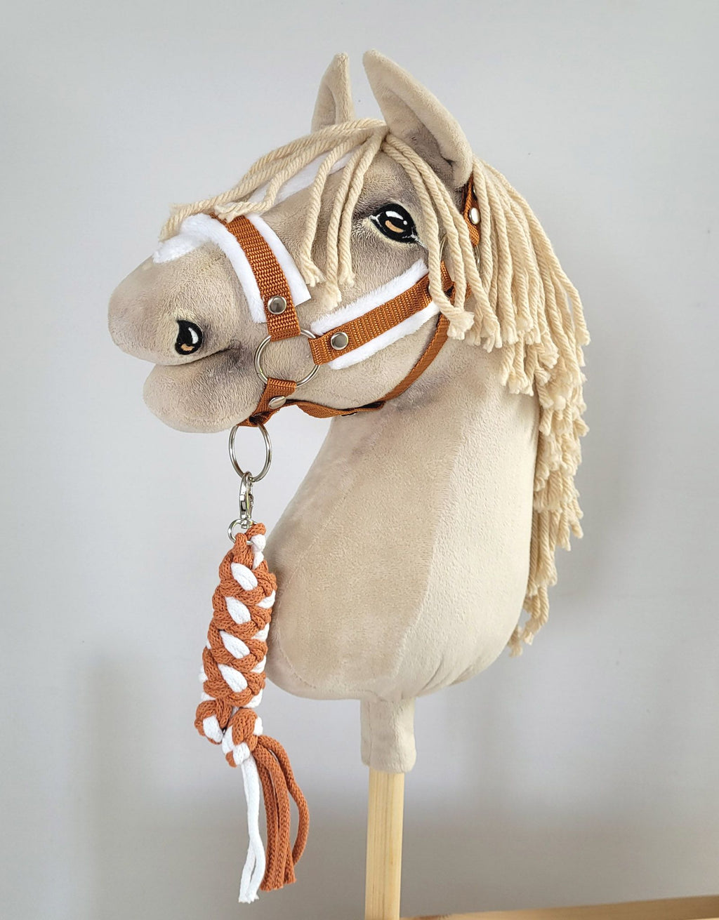 Tether for Hobby Horse made of double-twine cord - white- ginger