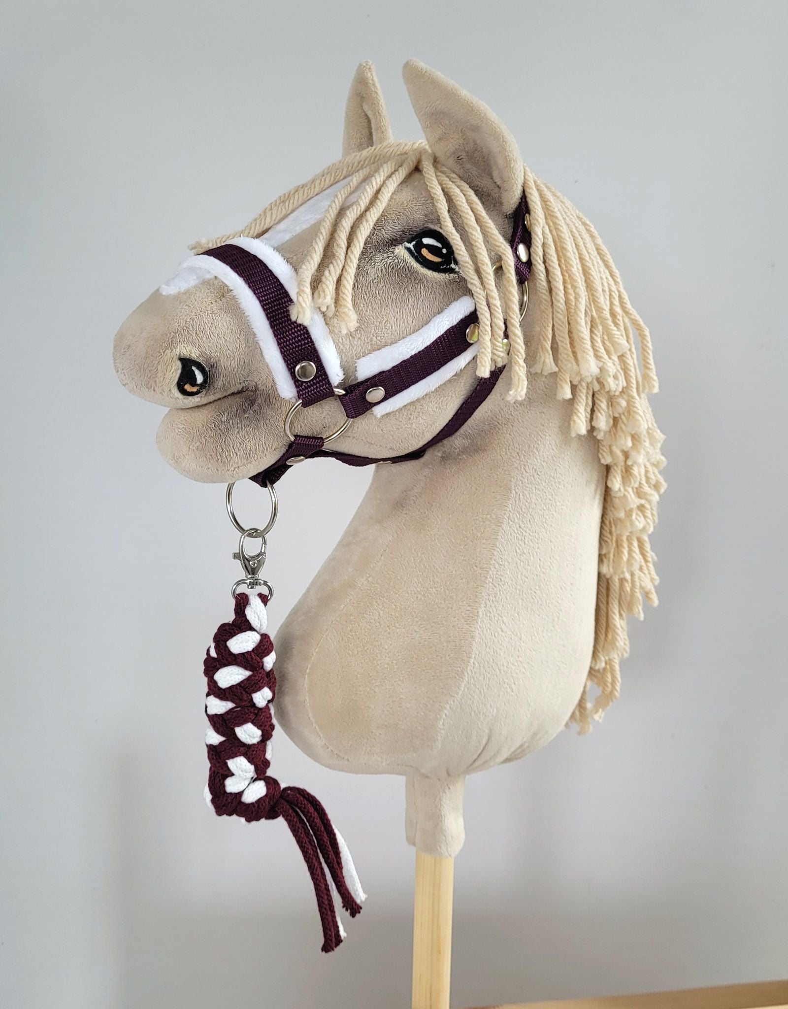 Tether for Hobby Horse made of double-twine cord - white-plum