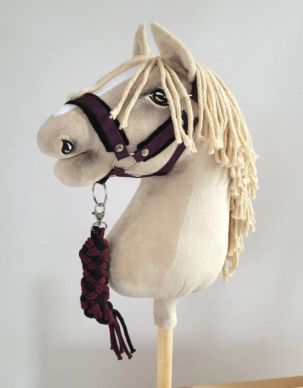 Tether for Hobby Horse made of double-twine cord - black- plum