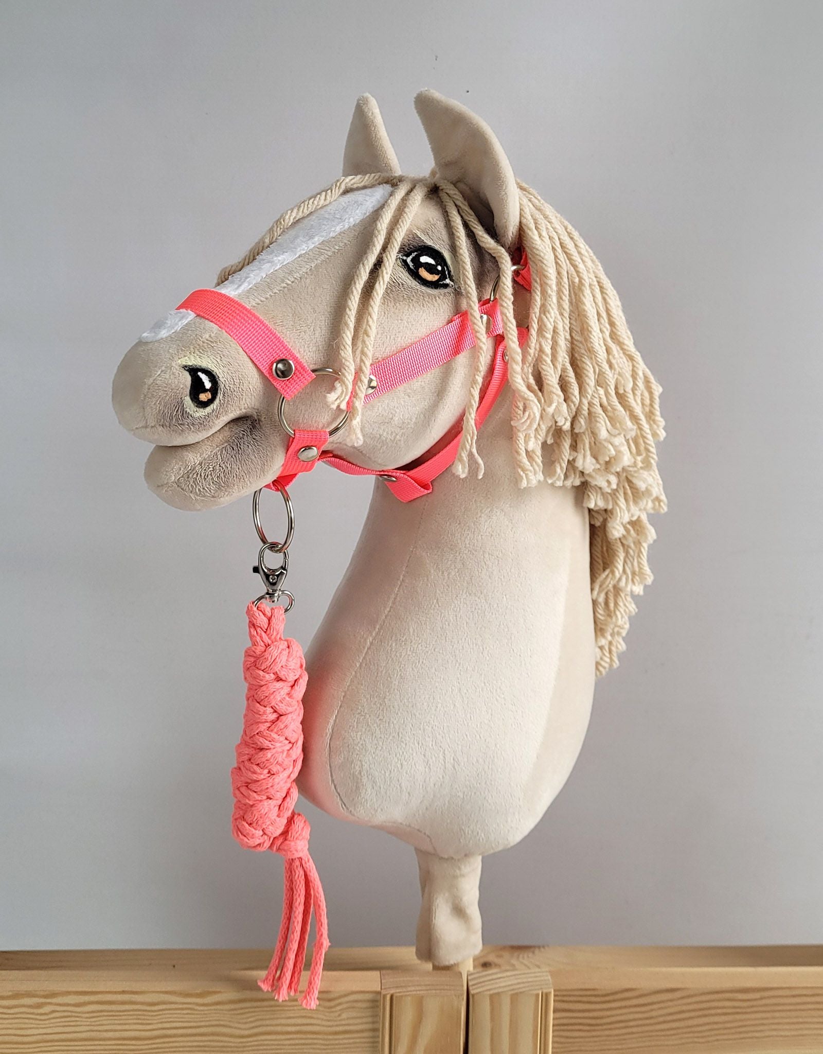 Tether for Hobby Horse made of double-twine cord - neon pink