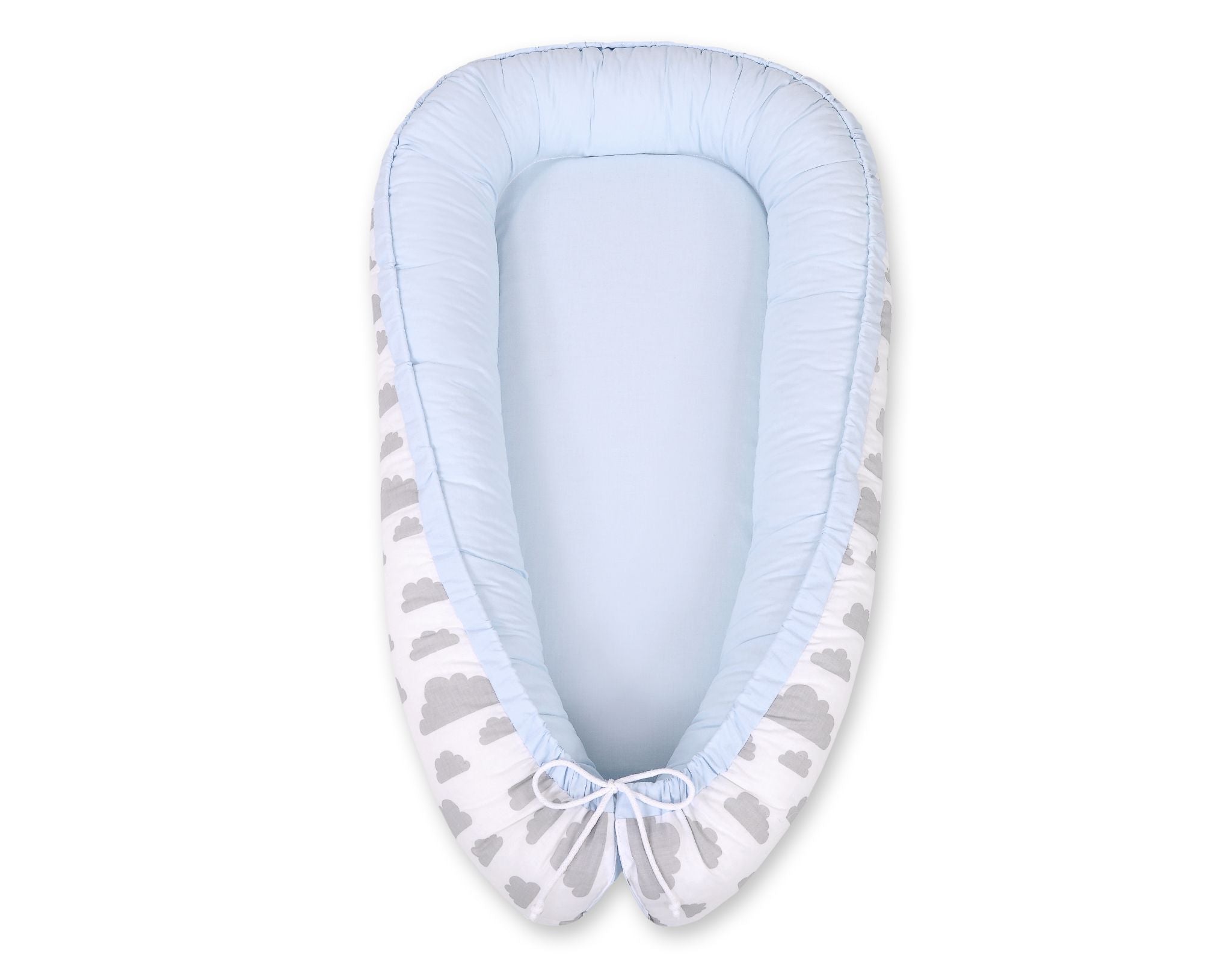 Baby nest double-sided Premium Cocoon for infants BOBONO- clouds gray/blue
