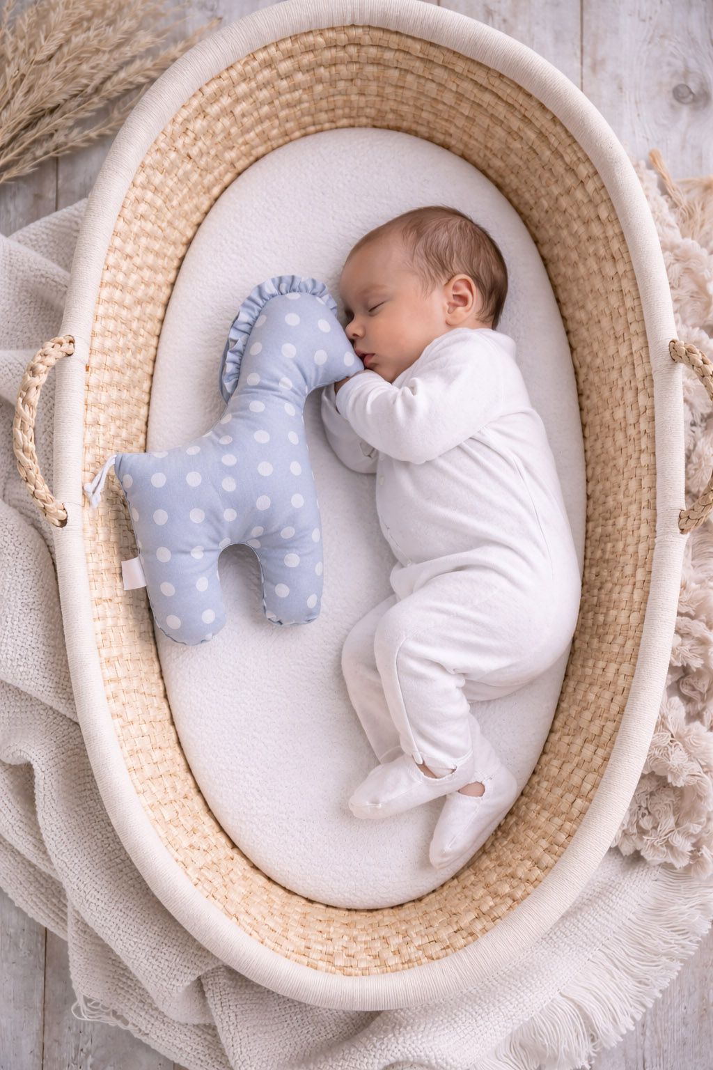 LUCKY Horse - a soft first cuddly toy - Dots on a gray