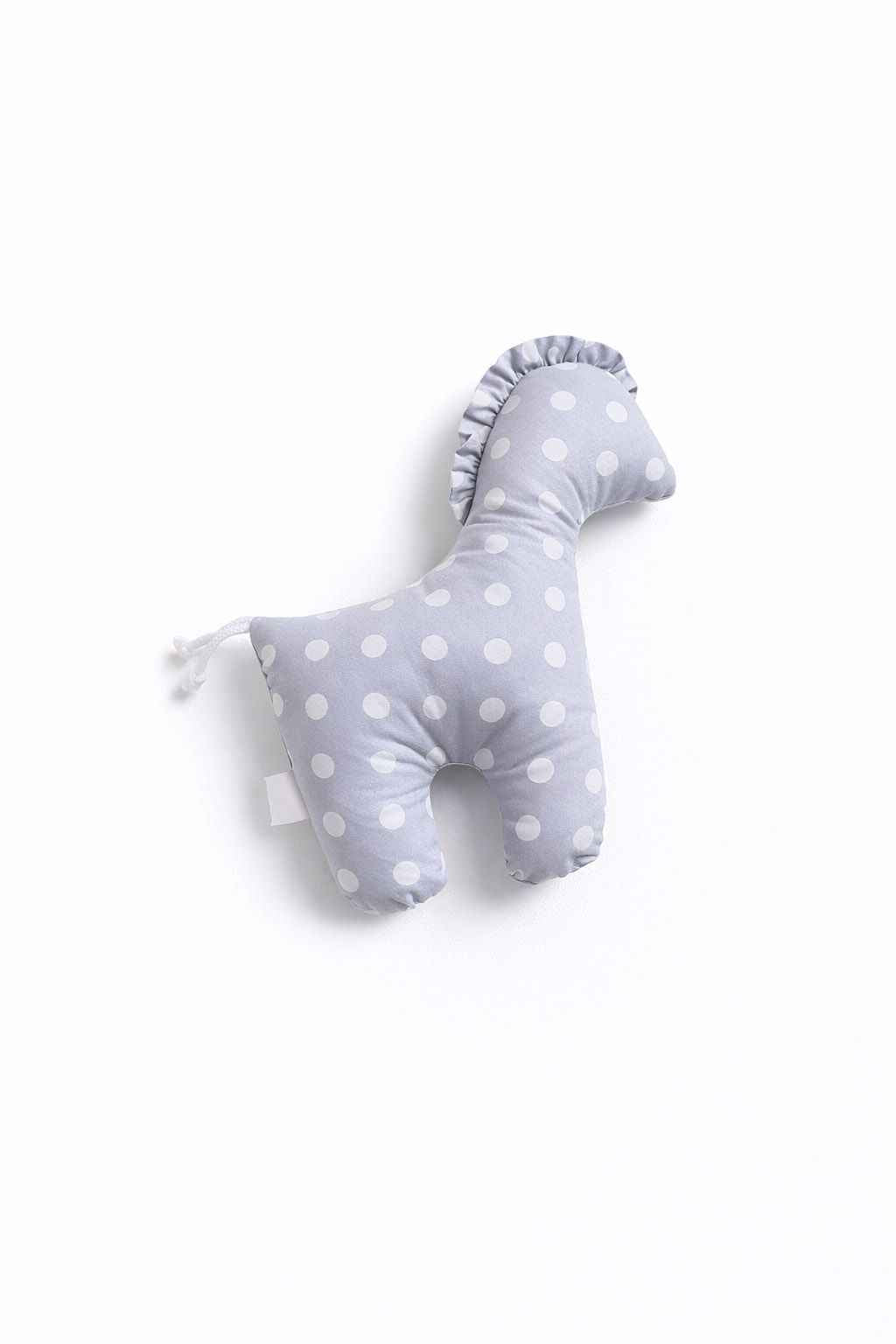 LUCKY Horse - a soft first cuddly toy - Dots on a gray