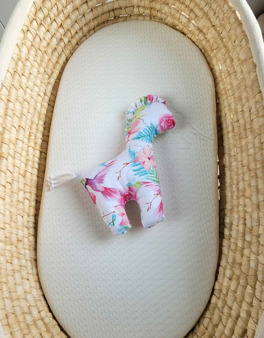LUCKY Horse - a soft first cuddly toy - Hummingbirds in flowers
