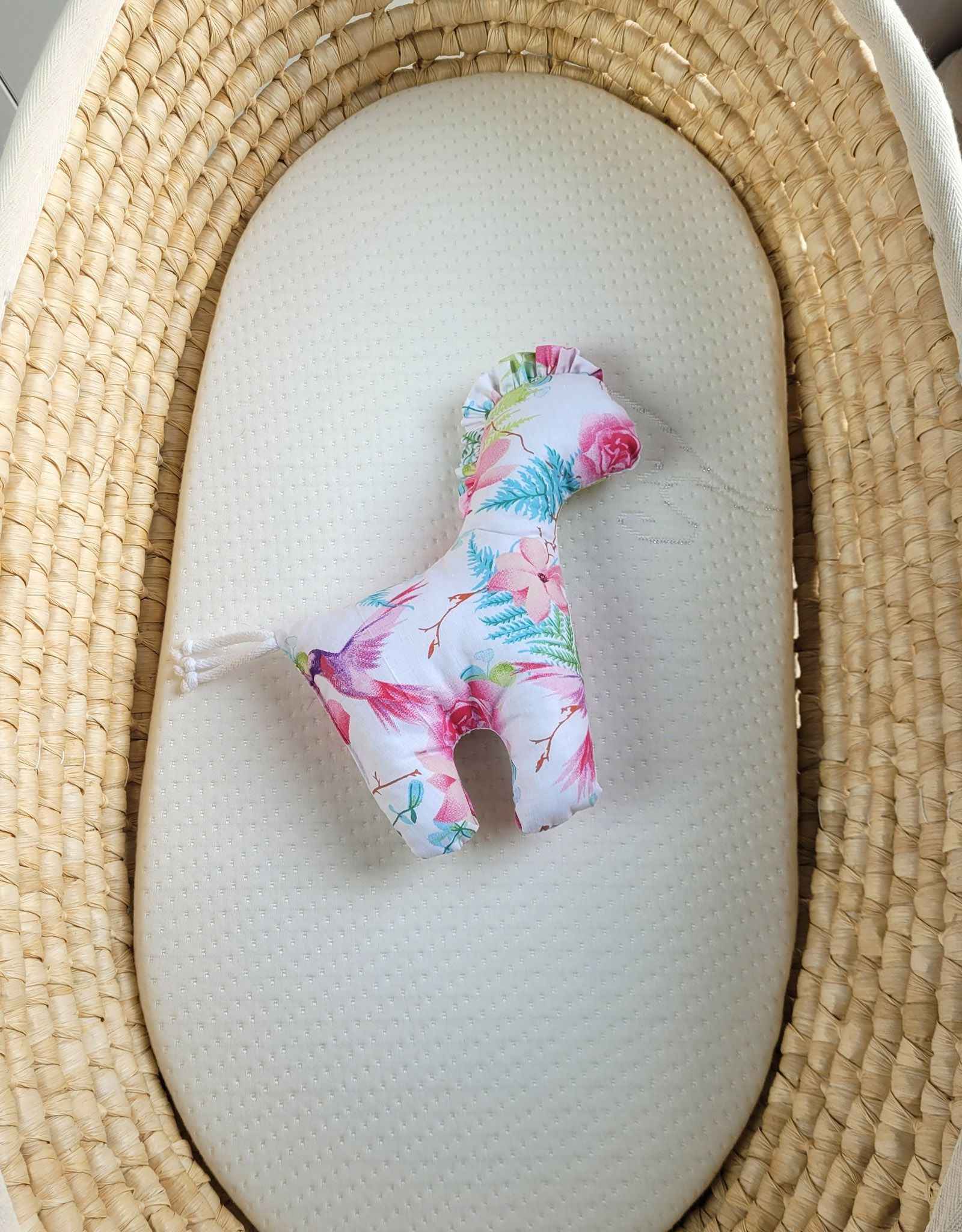 LUCKY Horse - a soft first cuddly toy - Hummingbirds in flowers