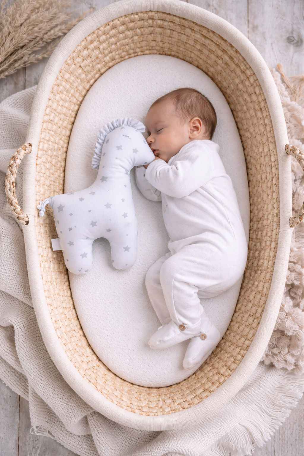 LUCKY Horse - a soft first cuddly toy - Mini gray stars