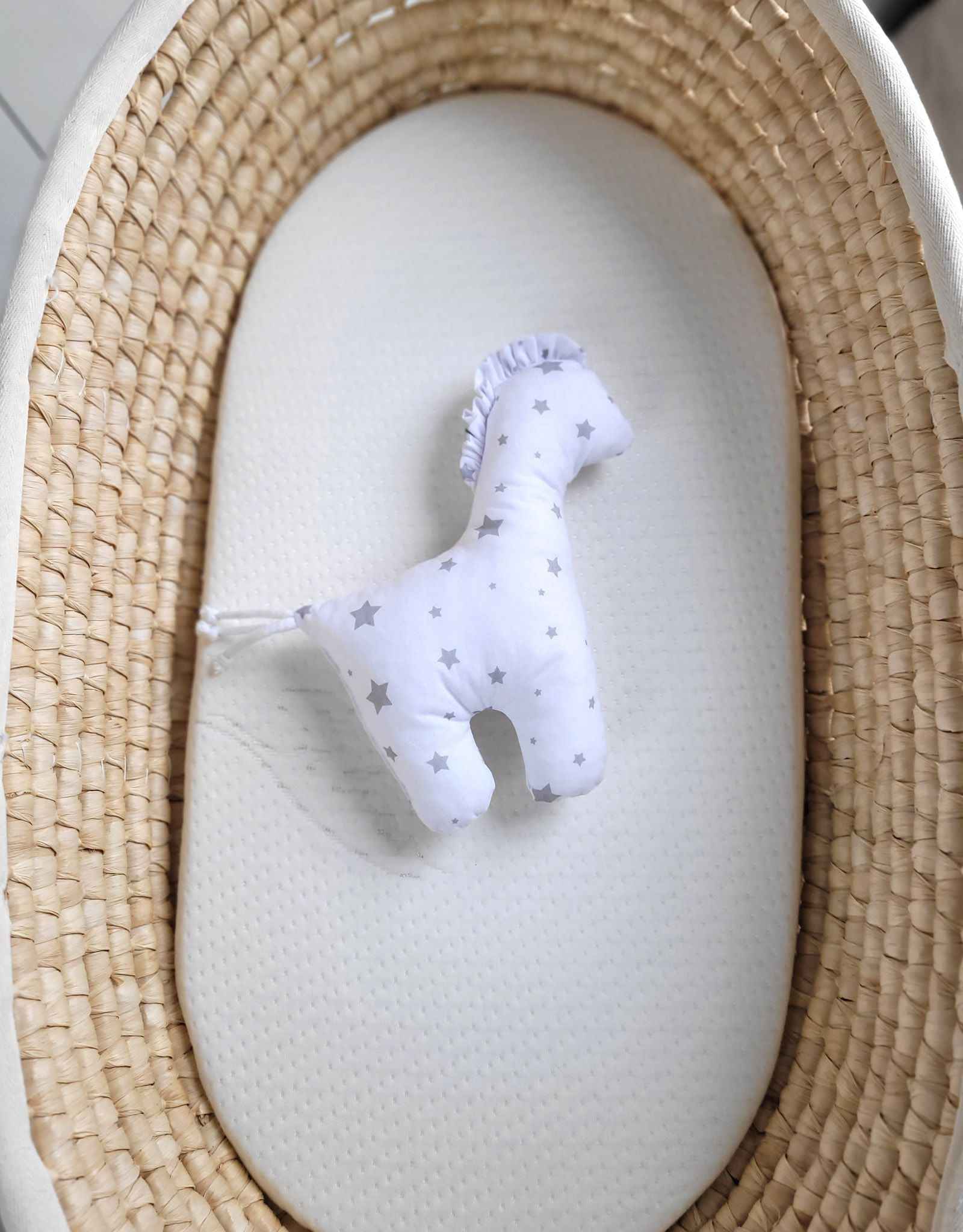 LUCKY Horse - a soft first cuddly toy - Mini gray stars