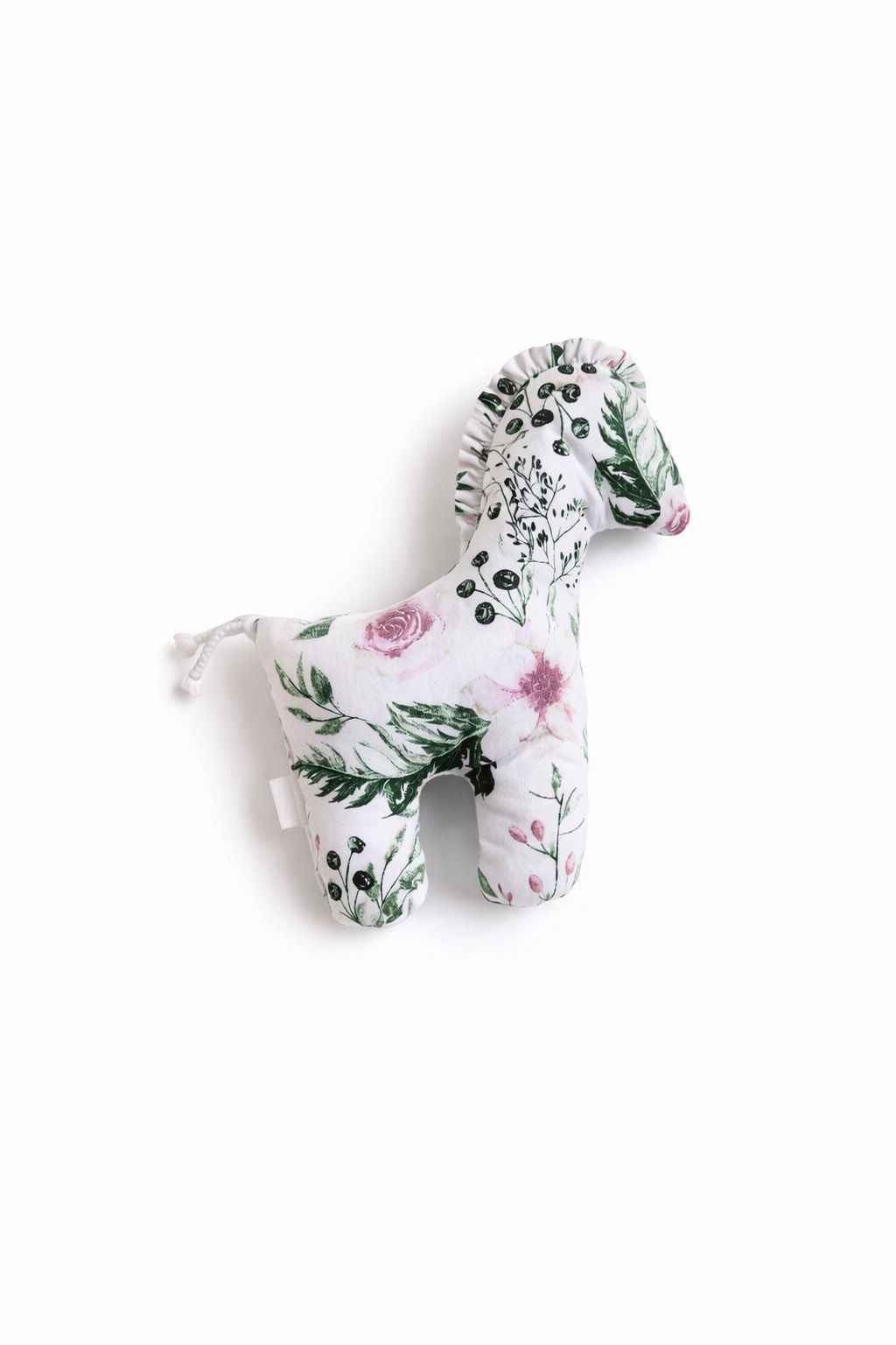 LUCKY Horse - a soft first cuddly toy - Pink peonies
