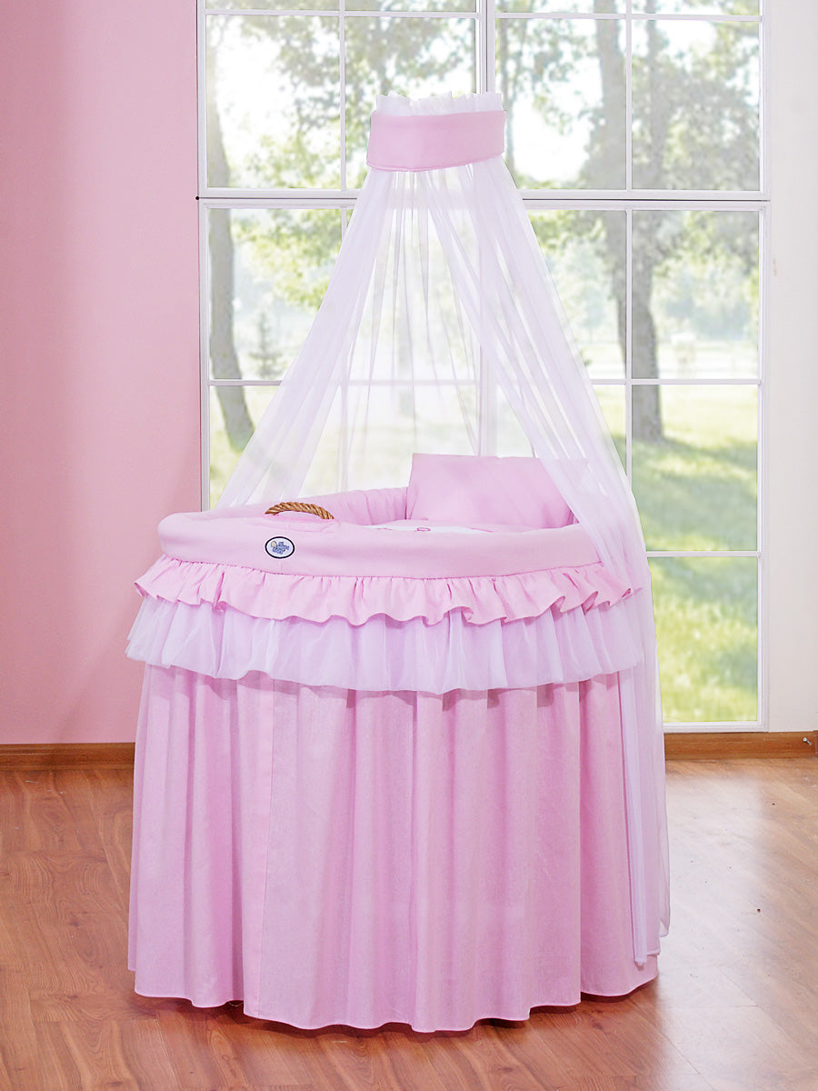 Moses Basket Wicker drape crib- Little Princess pink