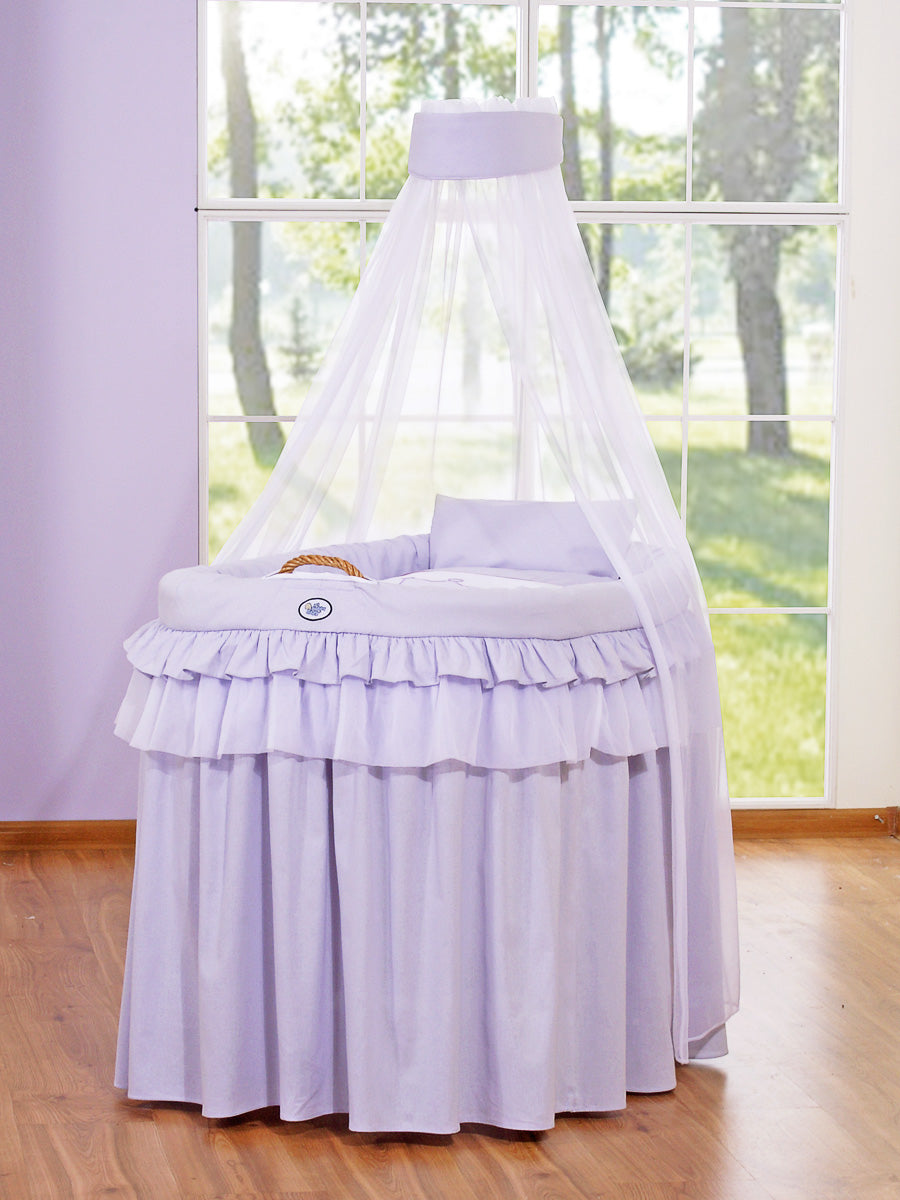 Moses Basket Wicker drape crib- Little Prince lilac