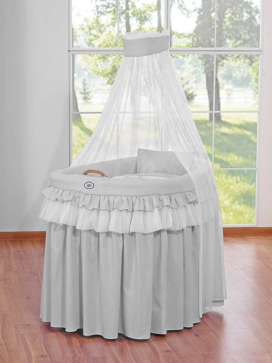 Moses Basket Wicker drape crib- Little Prince Princess gray