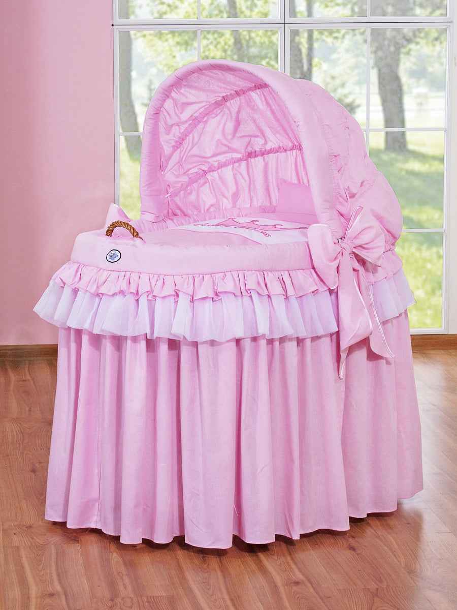 Moses Basket Wicker hood crib - Little Princess pink