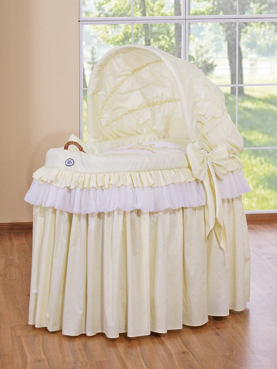 Moses Basket/Wicker hood crib- Little Prince Princess cream