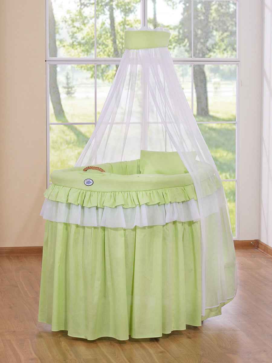 Moses Basket Wicker drape crib- Little Princess green