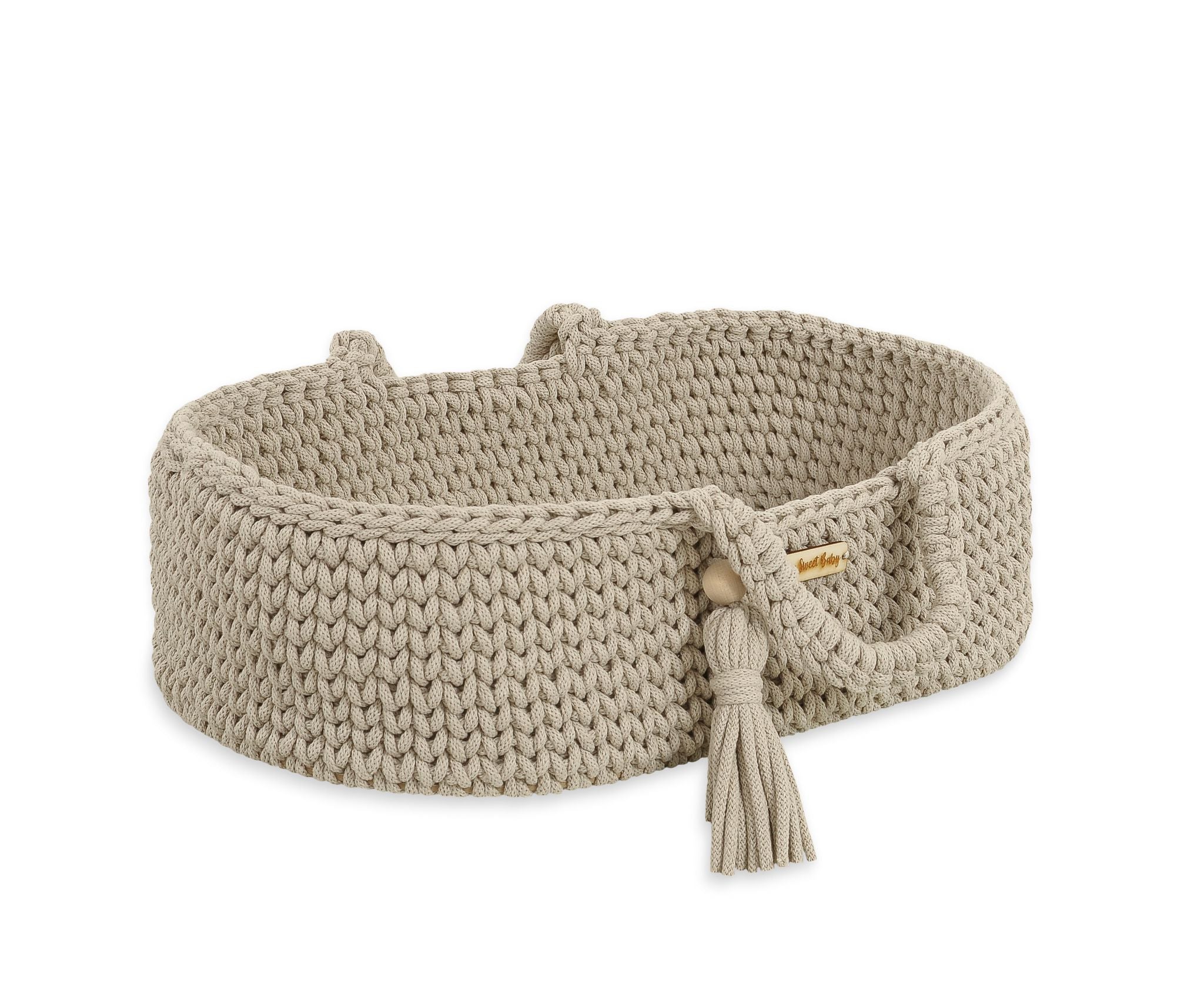 Moses basket BOHO cotton - doll carrier - light beige