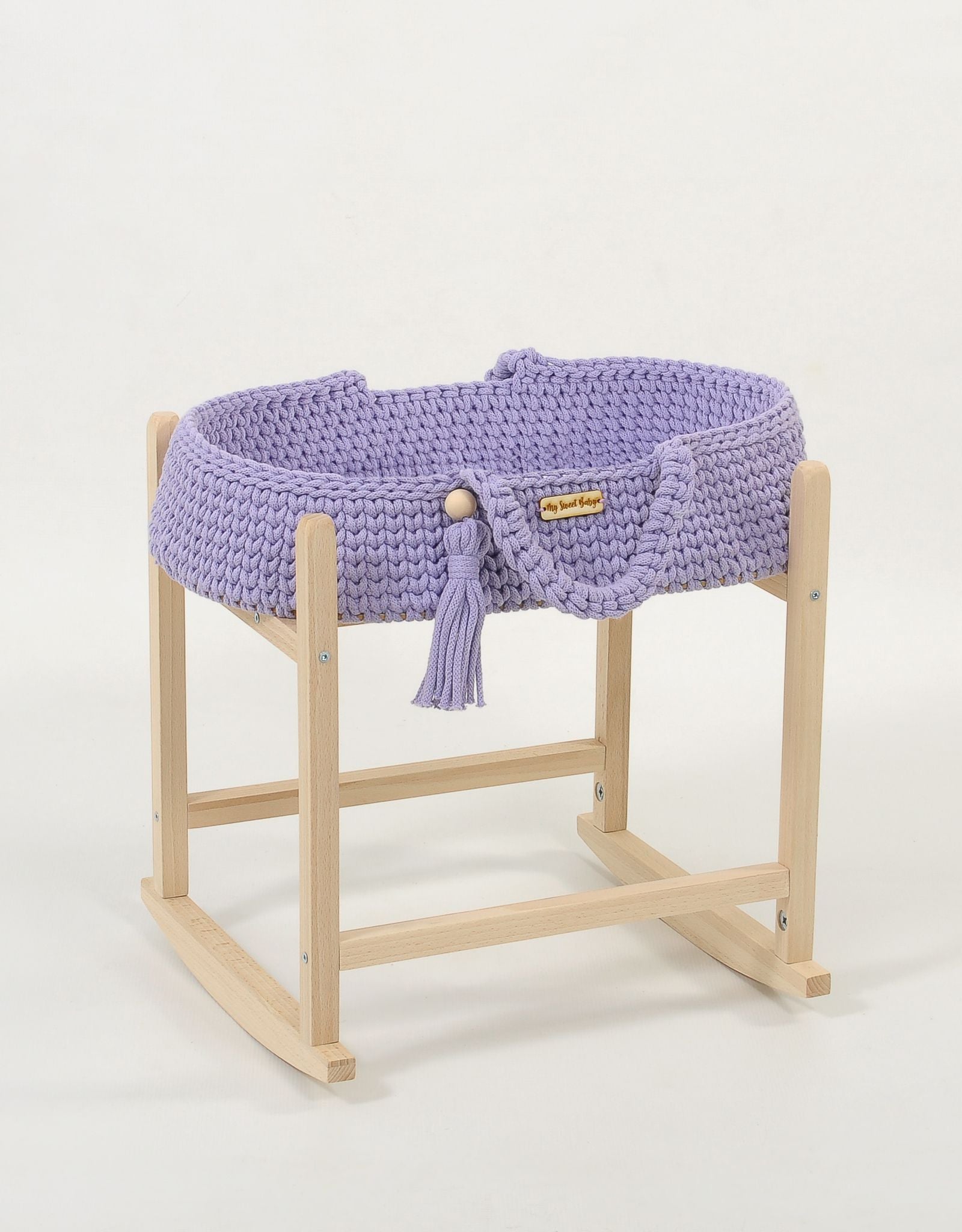 Moses basket BOHO cotton doll carrier with cradle - purple