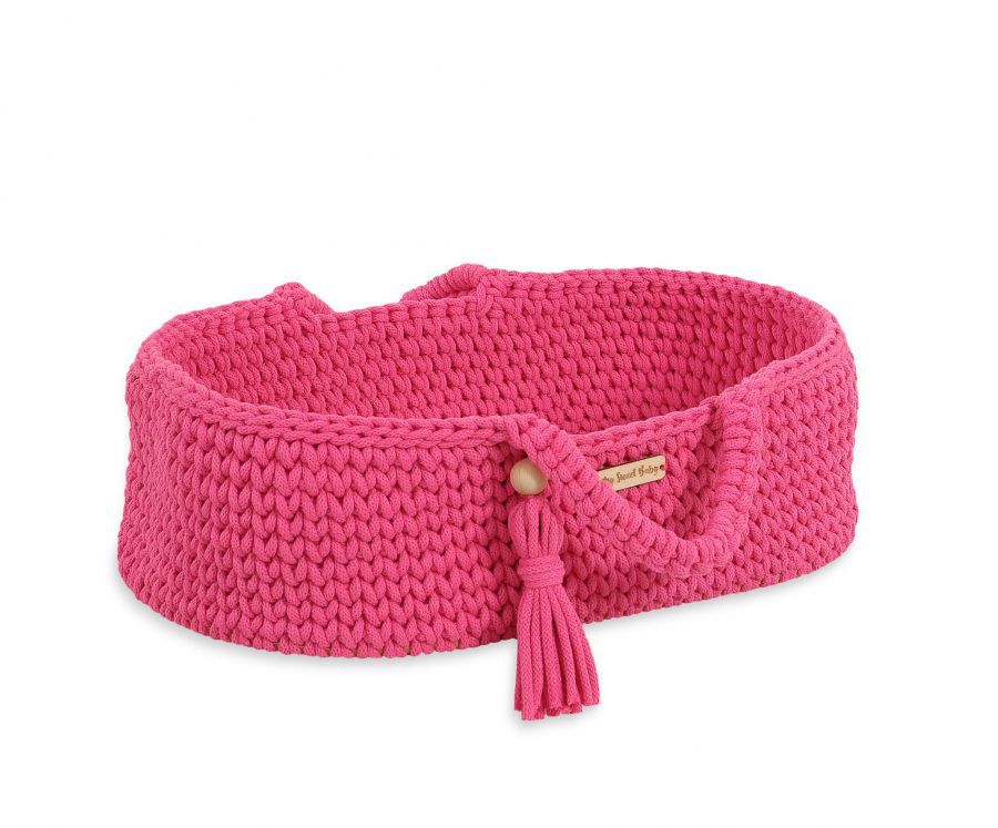 Moses basket BOHO cotton - doll carrier - fuchsia