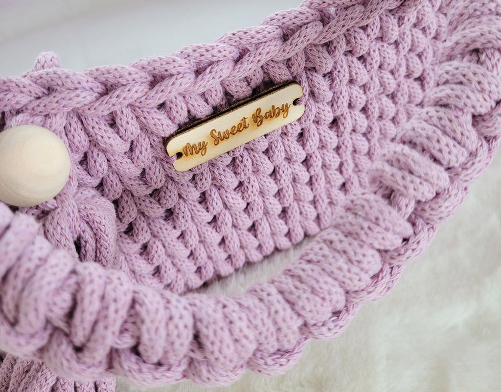 Moses basket BOHO cotton doll carrier with cradle - lavender