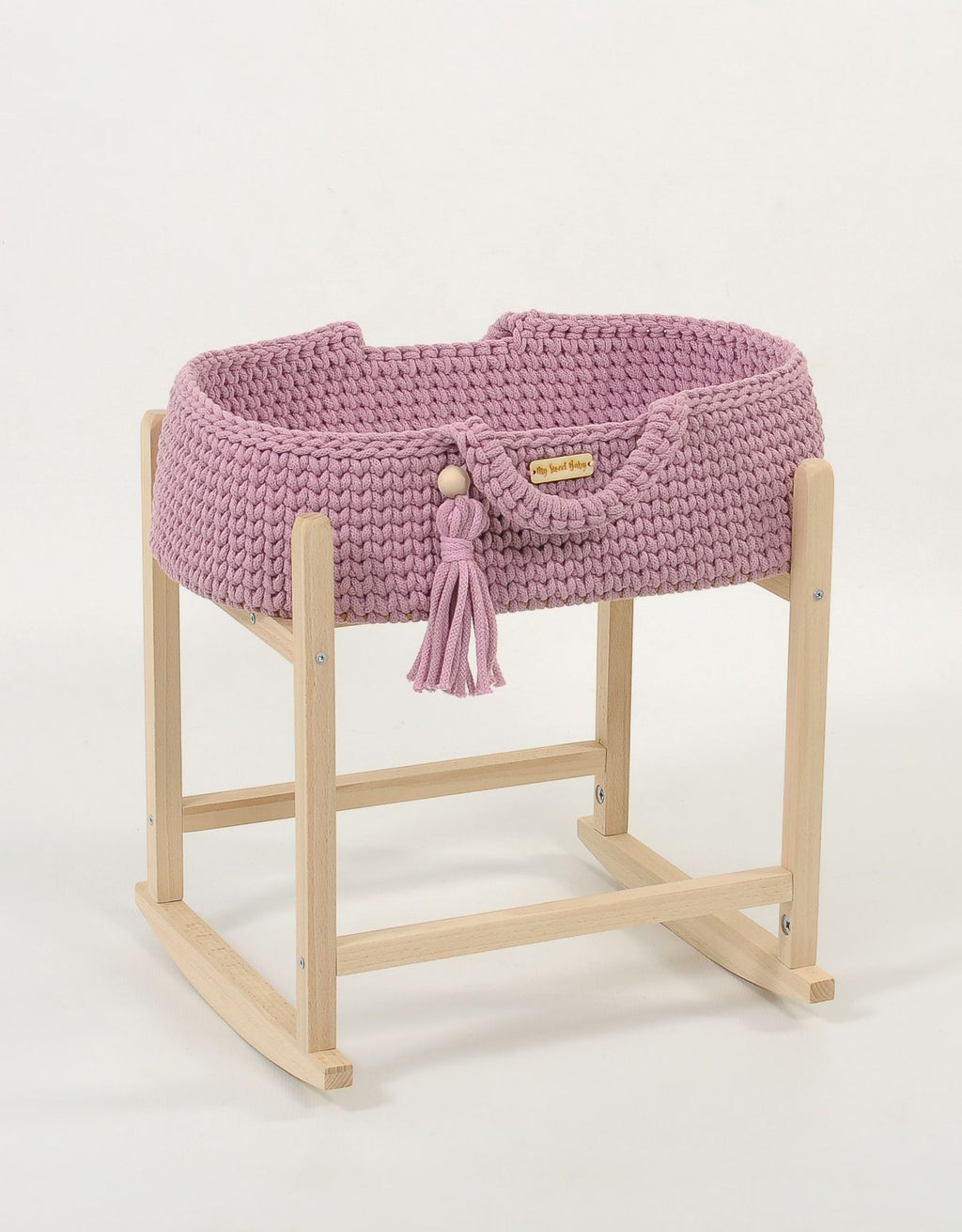 Moses basket BOHO cotton doll carrier with cradle - lavender