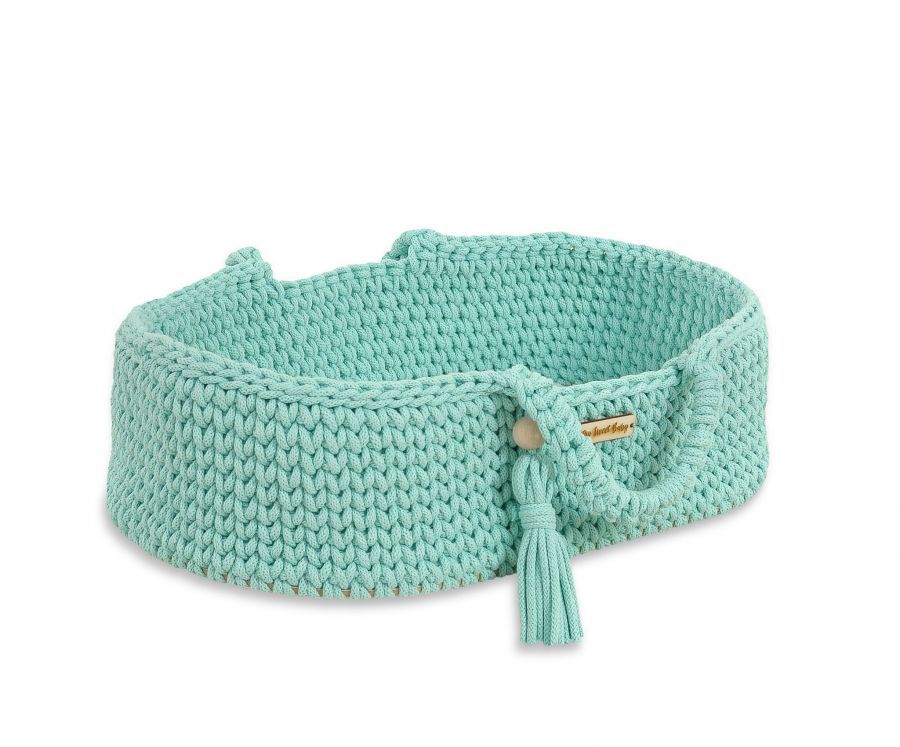 Moses basket BOHO cotton - doll carrier - mint