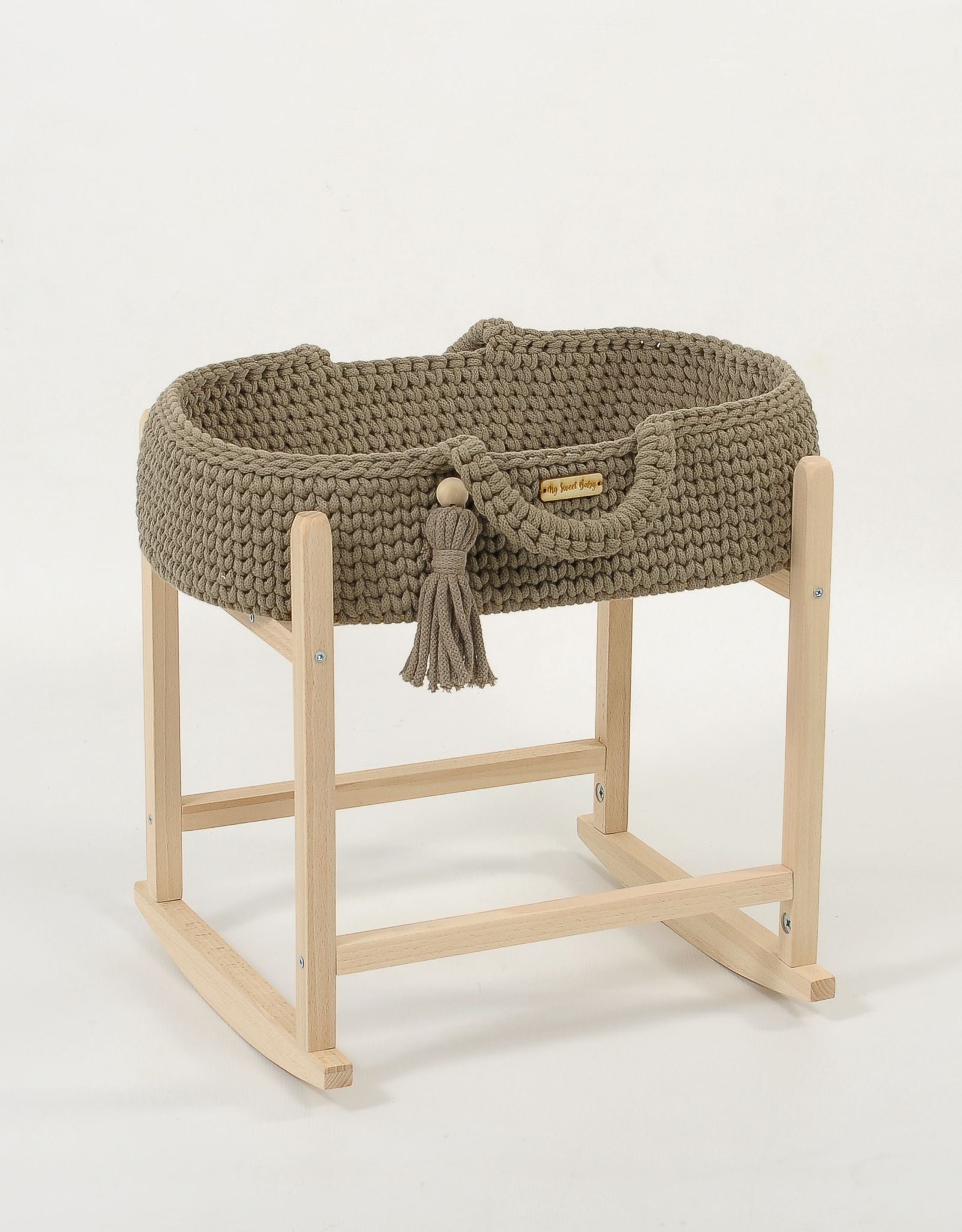 Moses basket BOHO cotton doll carrier with cradle - mocca