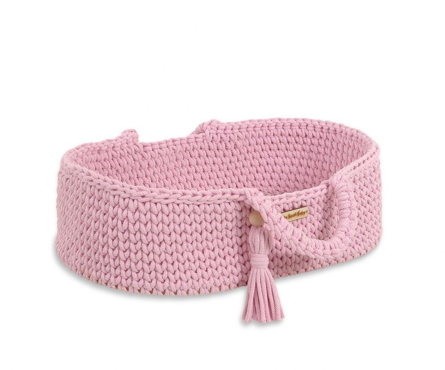 Moses basket BOHO cotton - doll carrier - pink