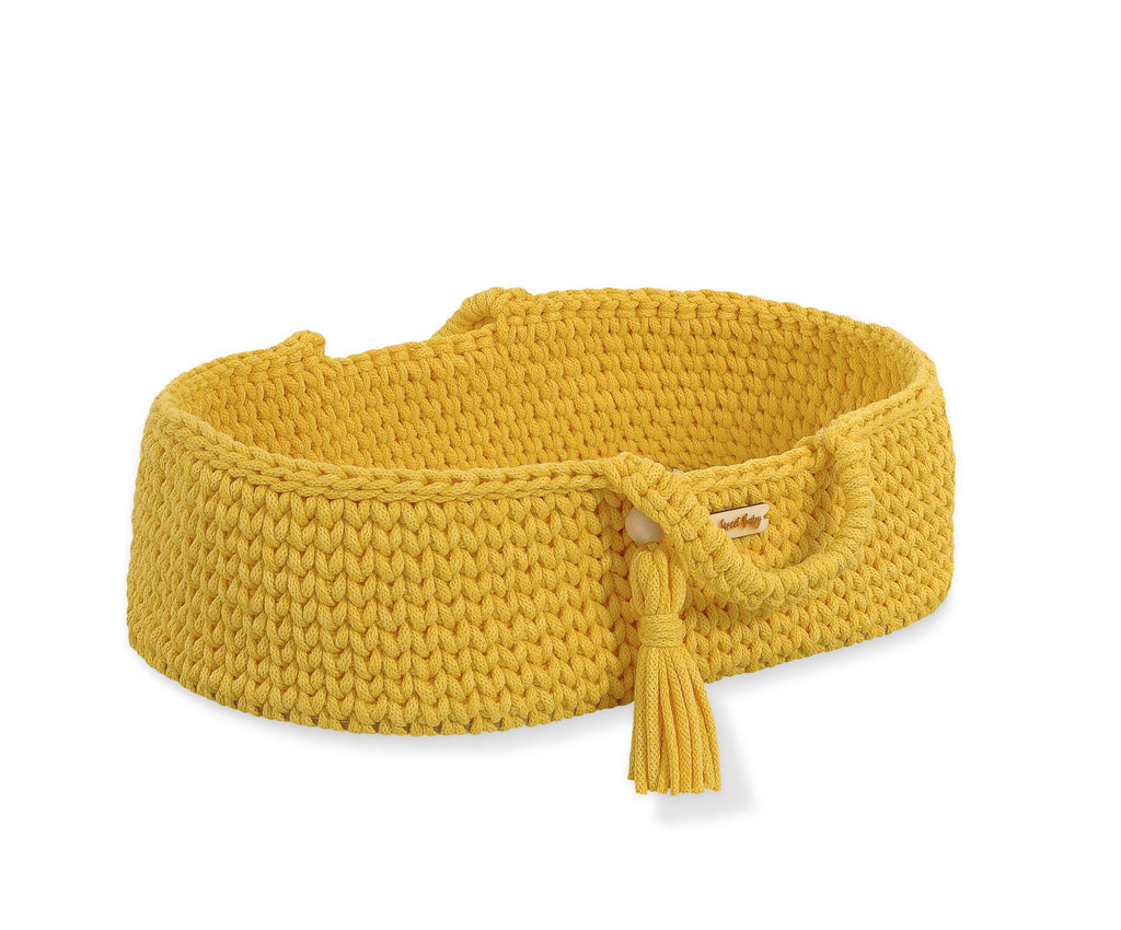 Moses basket BOHO cotton - doll carrier - yellow