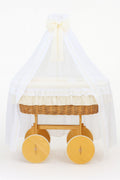 Moses Basket Wicker drape crib Deluxe Bellamy - natural + cream bedding