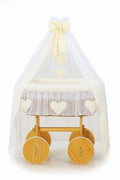 Moses Basket Wicker drape crib Deluxe Amelie - natural + cream bedding