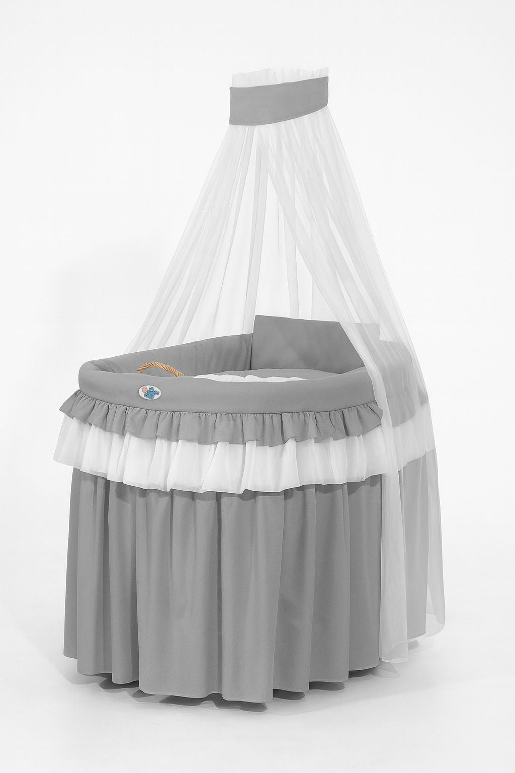 Moses Basket Wicker drape crib- Little Prince Princess anthracite