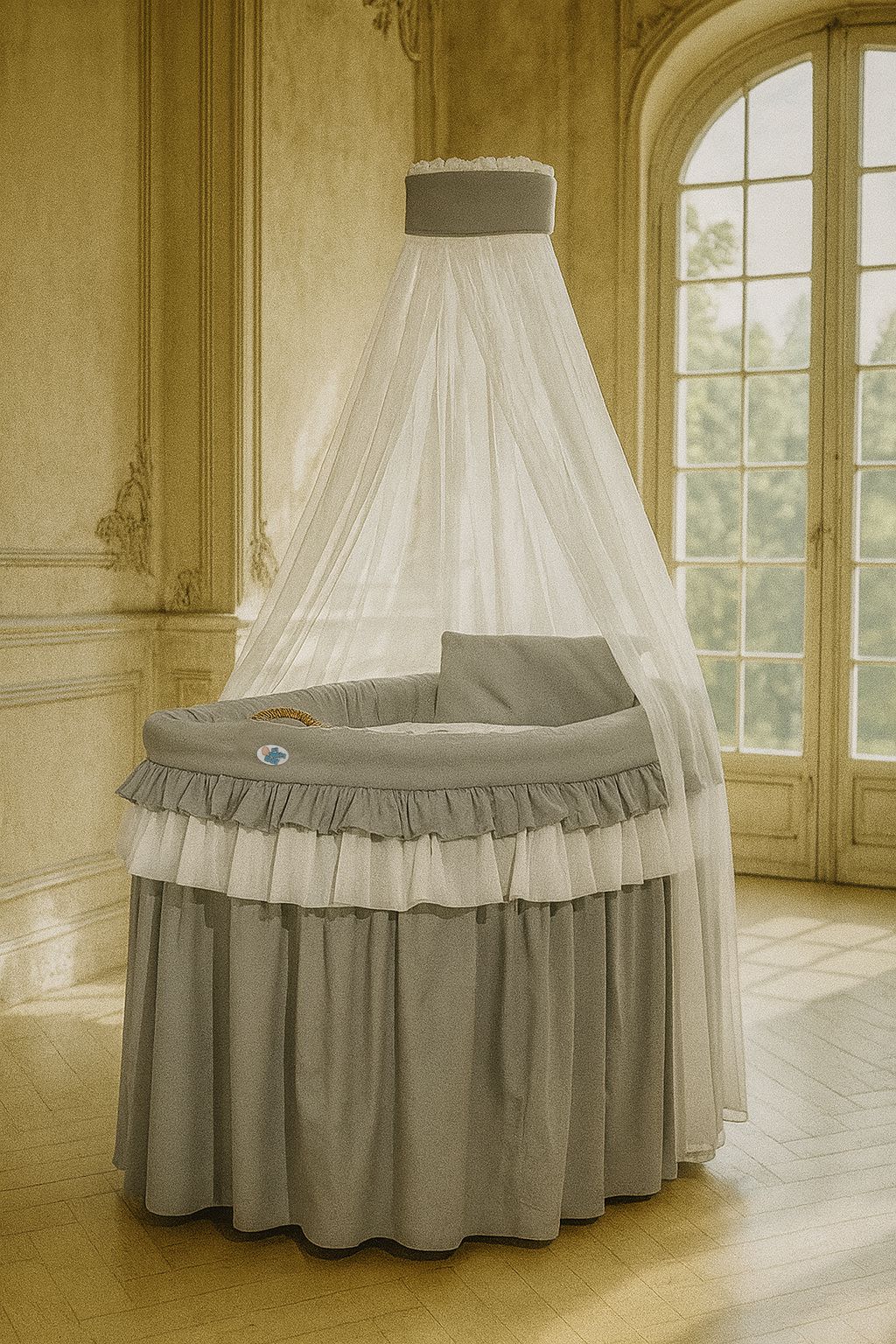 Moses Basket Wicker drape crib- Little Prince Princess anthracite