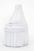 Moses Basket Wicker drape crib- Little Prince Princess white