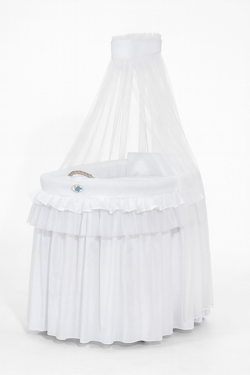 Moses Basket Wicker drape crib- Little Prince Princess white