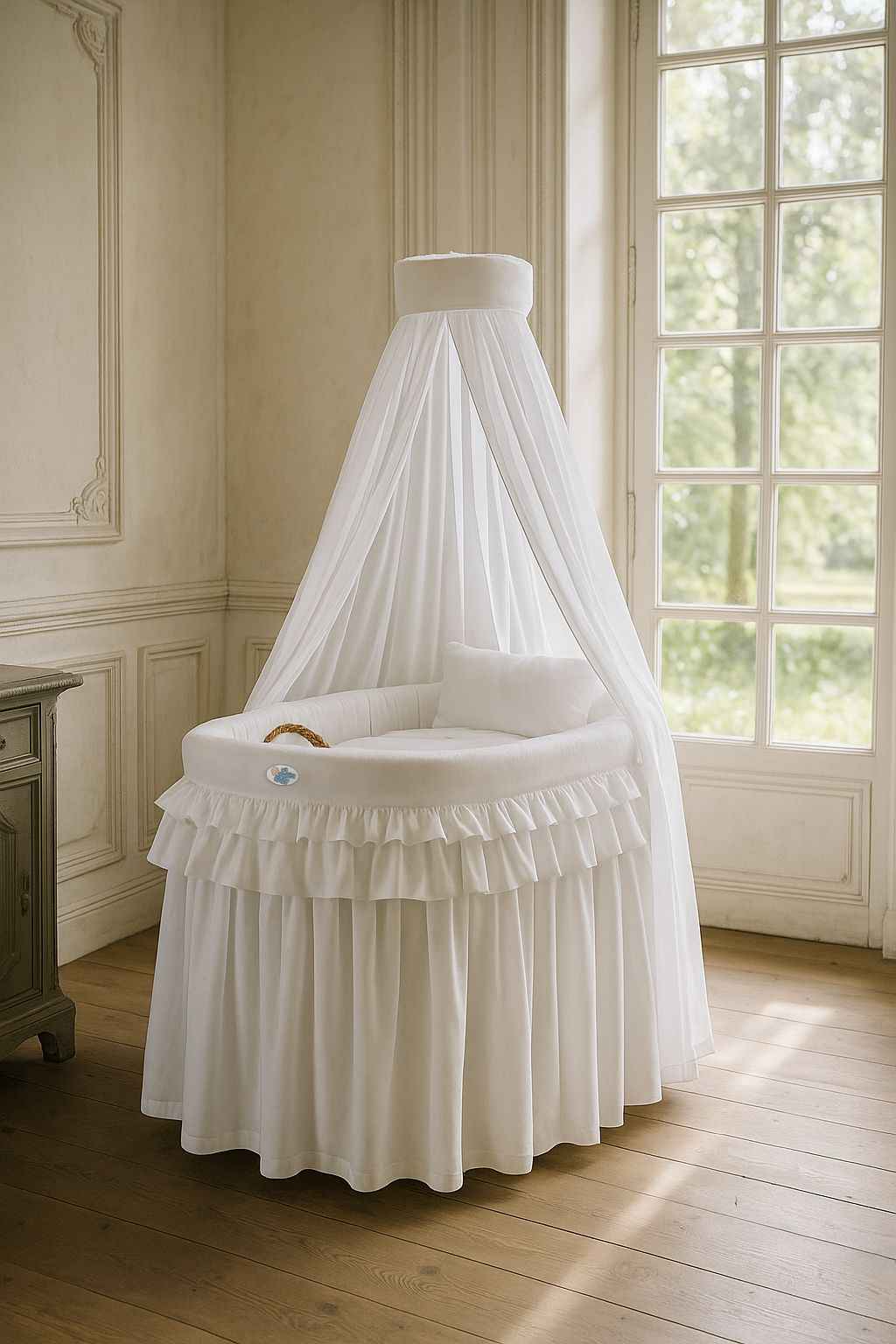 Moses Basket Wicker drape crib- Little Princess white