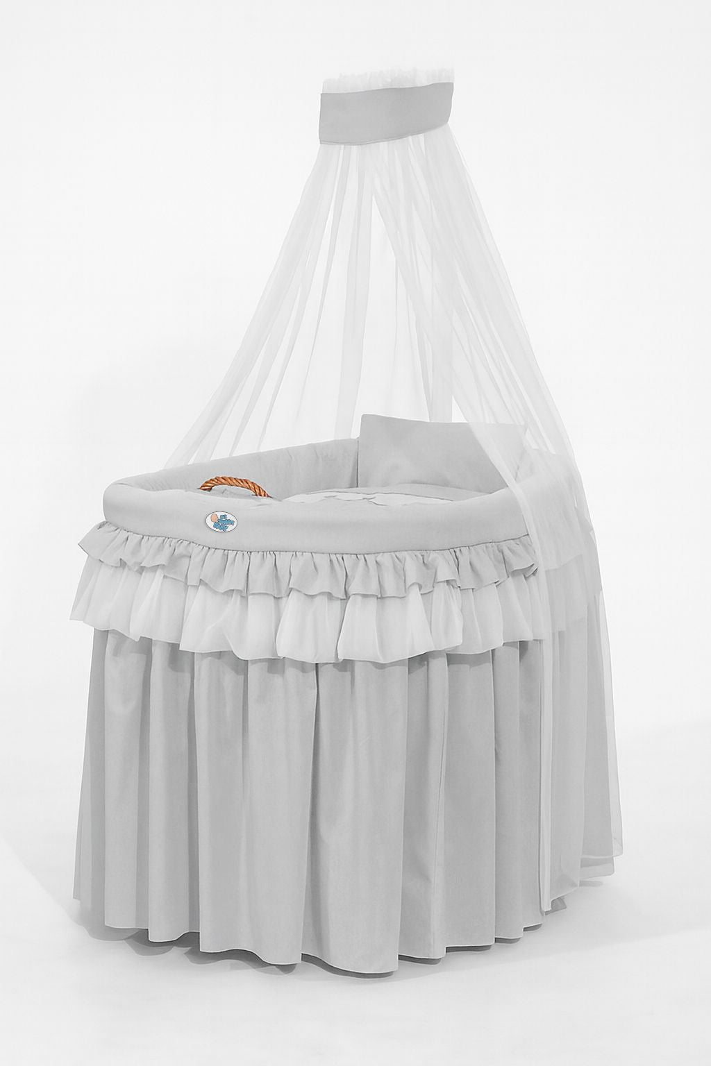 Moses Basket Wicker drape crib- Little Prince Princess gray