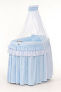 Moses Basket Wicker drape crib- Little Prince blue