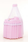 Moses Basket Wicker drape crib- Little Princess pink