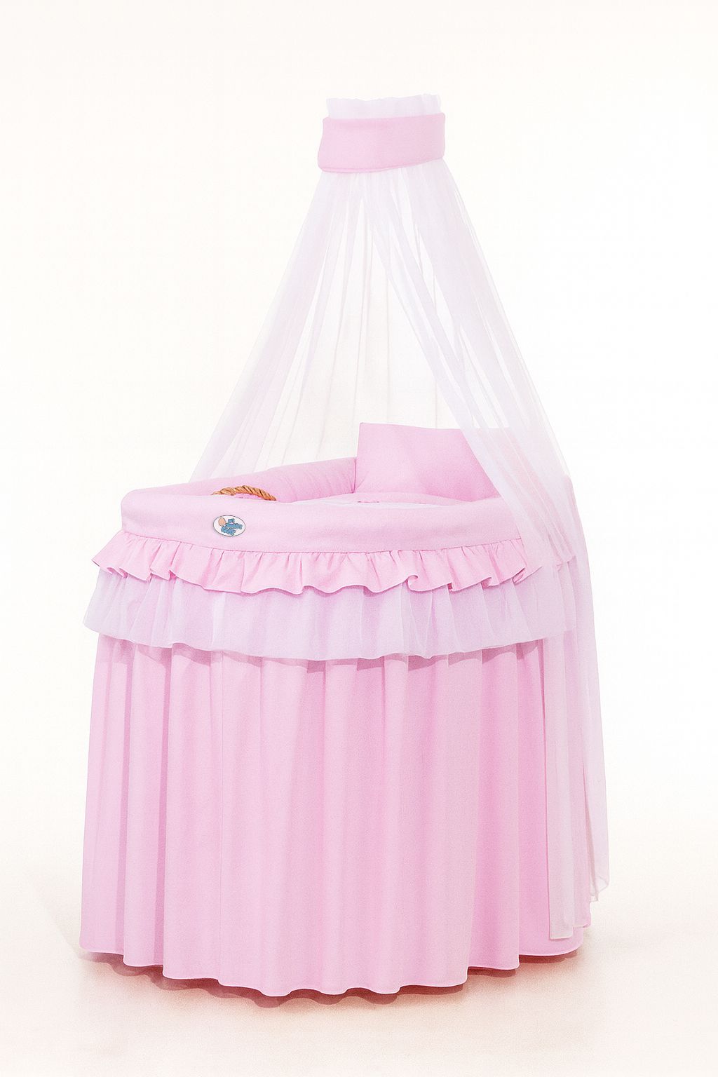 Moses Basket Wicker drape crib- Little Princess pink
